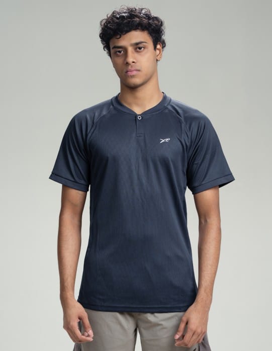 Band Collar T-shirt_ Navy_01